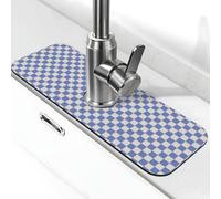 Tapis de robinet carré bleu et blanc à carreaux pour évier de cuisine, protection anti-éclaboussures à séchage rapide, tapis de drainage autour du robinet pour évier de cuisine, tapis d'évier de salle