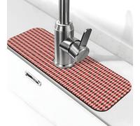 Tapis de robinet carré rouge et marron pour évier de cuisine, protection contre les éclaboussures à séchage rapide, tapis de drainage autour du robinet pour évier de cuisine, tapis d'évier de salle de
