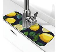 Tapis de robinet citron fruit pour évier de cuisine, 14 x 38,1 cm, tapis à séchage rapide en diatomite, plateau d'évier super absorbant, ventouse pour cuisine