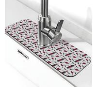 Tapis de robinet classique imprimé vin pour évier de cuisine, protection anti-éclaboussures à séchage rapide, tapis de drainage autour du robinet pour évier de cuisine, tapis d'évier de salle de bain