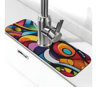 Tapis de robinet coloré à assemblage en spirale pour évier, ventouse de robinet de cuisine, poignée de robinet, plateau de séchage pour salle de bain (38,1 x 14 cm)