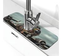 Tapis de robinet d'art d'avion pour évier de cuisine, protection anti-éclaboussures de 14 cm x 38,1 cm, tapis à séchage rapide, plateau d'évier super absorbant, poignée de robinet, attrape-gouttes