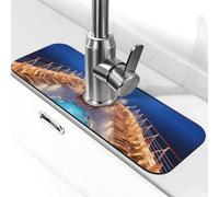 Tapis de robinet de croisière pour évier de cuisine, 14 x 38 cm, diatomite à séchage rapide, plateau d'évier super absorbant, poignée de robinet, attrape-gouttes pour cuisine