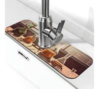 Tapis de robinet de laboratoire de chimie pour évier de cuisine - Mise à niveau premium 2025 : robinet en diatomite super absorbant à séchage rapide avec ventouse lavable pour évier de cuisine 14 x 38