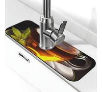 Tapis de robinet de tasse de thé pour évier de cuisine, protection anti-éclaboussures de 14 cm x 38,1 cm, tapis d'évier à séchage rapide, plateau d'évier super absorbant, poignée de robinet