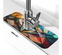 Tapis de robinet d'évier à carreaux noirs et marron, ventouse pour robinet de cuisine, bac récupérateur d'égouttement pour salle de bain (38,1 x 14 cm)