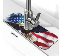 Tapis de robinet d'évier de cuisine avec protection anti-éclaboussures, drapeau américain, aigle à tête blanche, super absorbant, tapis à séchage rapide pour cuisine, salle de bain, 38,1 x 14 cm