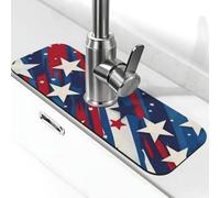 Tapis de robinet d'évier de cuisine avec protection anti-éclaboussures, drapeau américain, bleu, rouge, étoiles, super absorbant, séchage rapide, pour cuisine, salle de bain, 38,1 x 14 cm