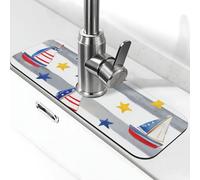 Tapis de robinet d'évier de cuisine avec protection anti-éclaboussures et motif drapeau américain, super absorbant, tapis à séchage rapide pour cuisine, salle de bain, 38,1 x 14 cm