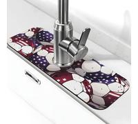 Tapis de robinet d'évier de cuisine avec protection anti-éclaboussures, motif football américain, super absorbant, séchage rapide, pour cuisine, salle de bain, 38,1 x 14 cm