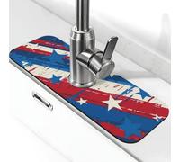 Tapis de robinet d'évier de cuisine, bleu et rouge, motif drapeau américain, super absorbant, séchage rapide, pour cuisine, salle de bain, 38,1 x 14 cm