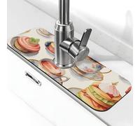 Tapis de robinet d'évier de cuisine, gâteau, lait, café, thé, fruits, super absorbant, séchage rapide, pour cuisine, salle de bain, 38,1 x 14 cm