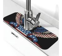 Tapis de robinet d'évier de cuisine, motif aigle des États-Unis, drapeau américain, super absorbant, séchage rapide pour cuisine, salle de bain, 38,1 x 14 cm