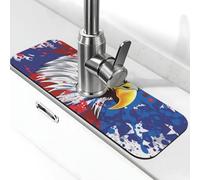 Tapis de robinet d'évier de cuisine, motif drapeau américain, aigle coloré, super absorbant, séchage rapide, pour cuisine, salle de bain, 38,1 x 14 cm