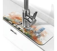 Tapis de robinet d'évier de cuisine, motif statue de la Liberté de New York USA super absorbant à séchage rapide pour cuisine, salle de bain, 38,1 x 14 cm