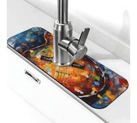 Tapis de robinet d'évier de cuisine, peinture à l'aquarelle, violon, super absorbant, séchage rapide, pour cuisine, salle de bain, 38,1 x 14 cm
