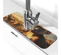 Tapis de robinet d'évier Monkeys in the Sunlight - Ventouse pour robinet de cuisine, poignée de robinet - Bac récupérateur d'égouttement pour salle de bain (38,1 x 14 cm)