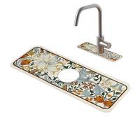 Tapis de robinet d'évier, super absorbant, antidérapant, protection contre les éclaboussures d'évier à imprimé floral vintage, plaques de boue en diatomée, tapis séchage la vaisselle pour la