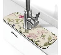 Tapis de robinet d'orchidées printanières et fleurs sauvages pour évier de cuisine, tapis de séchage super absorbant pour évier de cuisine, salle de bain, café, bar, cadeau décoratif (38,1 x 14 cm)
