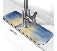 Tapis de robinet en forme de phare aquarelle pour évier de cuisine, tapis de séchage super absorbant pour évier de salle de bain, tapis de séchage pour évier de salle de bain, 38,1 x 14 cm