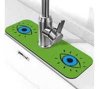 Tapis de robinet en pierre imprimée mauvais œil pour évier de cuisine, tapis absorbant à la diatomite, protection anti-éclaboussures pour salle de bain et cuisine (38,1 x 14 cm)