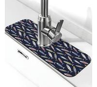 Tapis de robinet en sardine pour évier de cuisine, protection anti-éclaboussures absorbant à séchage rapide, tapis de drainage autour du robinet pour évier de cuisine, tapis d'évier de salle de bain