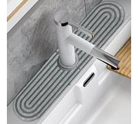 Tapis de robinet en silicone de 45 x 10 cm, protection anti-éclaboussures pour évier de cuisine, salle de bain, comptoir (gris foncé)
