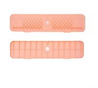 Tapis de robinet en silicone pour évier avec structure pliable et ailerons surélevés pour sécher l'éponge et le savon (61 cm, rose)