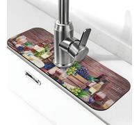 Tapis de robinet en verre de vin rouge pour évier de cuisine, protection anti-éclaboussures absorbant à séchage rapide, tapis de drainage autour du robinet pour évier de cuisine, tapis d'évier de