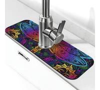 Tapis de robinet indien mandalas libellule pour évier de cuisine, tapis de drainage pour évier de cuisine, protection anti-éclaboussures, tapis d'évier de cuisine absorbant à séchage rapide, tapis