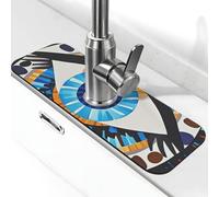 Tapis de robinet mauvais œil pour évier de cuisine super absorbant - Attrape-éclaboussures - Diatomite à séchage rapide - Poignée de robinet en pierre - Tapis de séchage pour évier de salle de bain