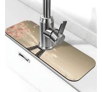 Tapis de robinet Paris Tower pour évier de cuisine - Mise à niveau premium 2025 : robinet en diatomite super absorbant à séchage rapide avec ventouse lavable pour évier de cuisine 14 x 38 cm