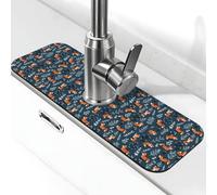 Tapis de robinet Playful Foxes Forest Blues pour évier de cuisine, protection contre les éclaboussures à séchage rapide, tapis de drainage autour du robinet pour évier de cuisine, tapis d'évier de