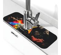 Tapis de robinet pour évier de cuisine - Protection anti-éclaboussures - Super absorbant - Tapis de drainage pour robinet de salle de bain - 14 x 38 cm