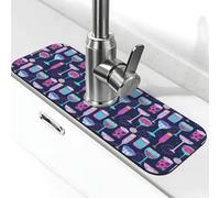 Tapis de robinet pour verres à vin et cocktails pour évier de cuisine, protection contre les éclaboussures à séchage rapide, tapis de drainage autour du robinet pour évier de cuisine, tapis d'évier de