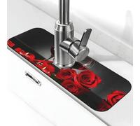 Tapis de robinet rose vin rouge pour évier de cuisine, protection contre les éclaboussures à séchage rapide, tapis de drainage autour du robinet pour évier de cuisine, tapis d'évier de salle de bain