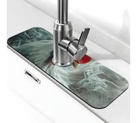 Tapis de robinet The Rooster in The Smoke pour évier de cuisine, tapis de séchage super absorbant pour évier de cuisine, salle de bain, café, bar, cadeau décoratif (38,1 x 14 cm)