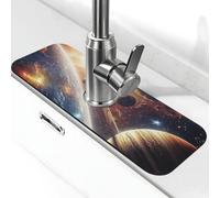Tapis de robinet The Universe and The Solar System pour évier de cuisine, tapis de séchage super absorbant pour évier de cuisine, salle de bain, café, bar, cadeau décoratif (38,1 x 14 cm)