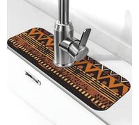 Tapis de robinet tribal africain en tissu de boue pour évier de cuisine - Mise à niveau premium 2025 : robinet en diatomite super absorbant à séchage rapide avec ventouse lavable pour évier de cuisine