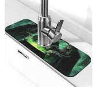 Tapis de robinet Trois sorcières dans un noir, forêt étrange pour évier de cuisine, tapis de séchage super absorbant pour évier de cuisine, salle de bain, café, bar, cadeau décoratif (38,1 x 14 cm)