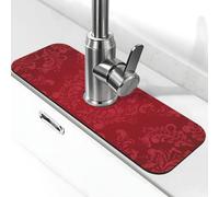 Tapis de robinet vintage bordeaux pour évier de cuisine, protection anti-éclaboussures à séchage rapide, tapis de drainage autour du robinet pour évier de cuisine, tapis d'évier de salle de bain