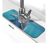 Tapis de robinet Winter the Dolphin pour évier de cuisine - Mise à niveau premium 2025 : robinet en diatomite super absorbant à séchage rapide avec ventouse lavable pour évier de cuisine 14 x 38 cm