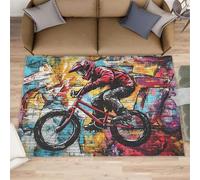 Tapis de rue graffiti - 203,2 x 350,2 cm - Tapis d'équitation cool pour cuisine, lavable, antidérapant et doux pour décoration d'intérieur