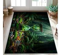 Tapis de sablier rustique nature nature fougère mousse vert automne dos antidérapant tapis de porte rectangulaire pour entrée, salle de bain, buanderie décoration 0,9 x 1,5 m