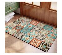 Tapis de salle bain for petite surface, tapis carré en boue diatomées, Art déco, absorption rapide, caoutchouc antidérapant, convient aux zones humides, baignoires et cuisines(Castle of William,50*80)