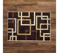 Tapis De Salle Bain Géométrie Brune Doux et Absorbant Tapis Sortie de Douche,Antidérapant,Facile À Laver en Machine-Idéal pour La Salle de Disponible