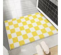 Tapis De Salle Bain Grille Jaune Doux et Absorbant Tapis Sortie de Douche,Antidérapant,Facile À Laver en Machine-Idéal pour La Salle de Disponible
