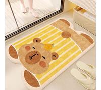 Tapis De Salle Bain Lignes Jaunes Doux et Absorbant Tapis Sortie de Douche,Antidérapant,Facile À Laver en Machine-Idéal pour La Salle de Disponible