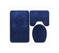 Tapis de salle de bain 3 piÃces en microfibre, super absorbant, bleu marine