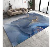 Tapis De Salle De Bain 3D Marbre Bleu Doré Tapis Antidérapant en Polyester Facile À Nettoyer Salle D'Étude Salle De Séjour Cuisine Chambre À Coucher Salle De Bain Bureau Couloir Chambre D'En -0C2W+N2